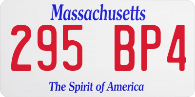 MA license plate 295BP4