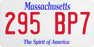 MA license plate 295BP7