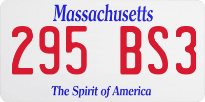 MA license plate 295BS3