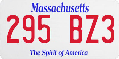 MA license plate 295BZ3