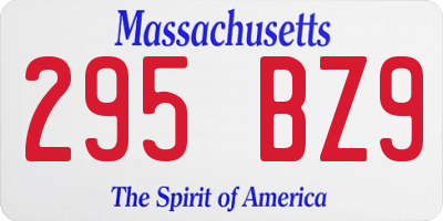 MA license plate 295BZ9