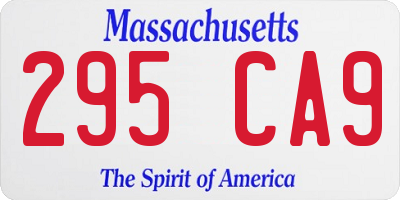 MA license plate 295CA9