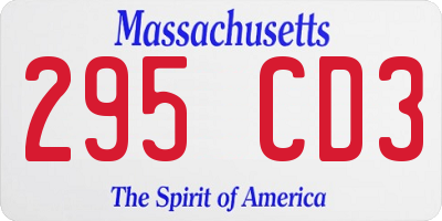MA license plate 295CD3