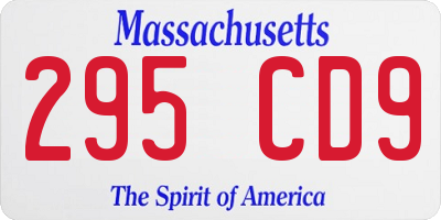 MA license plate 295CD9