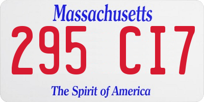 MA license plate 295CI7