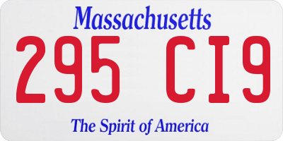 MA license plate 295CI9
