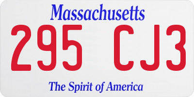 MA license plate 295CJ3