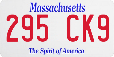 MA license plate 295CK9
