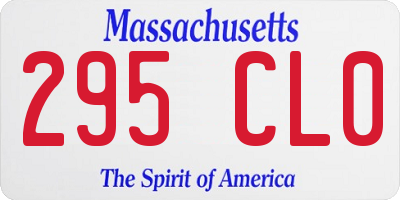 MA license plate 295CL0