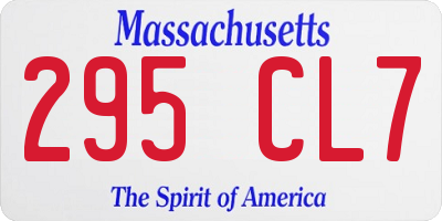 MA license plate 295CL7