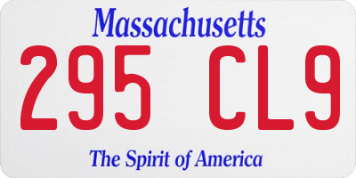 MA license plate 295CL9