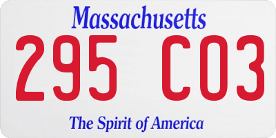 MA license plate 295CO3