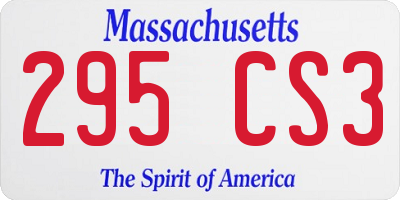 MA license plate 295CS3