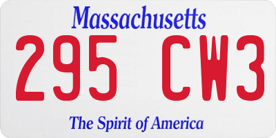 MA license plate 295CW3