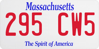 MA license plate 295CW5