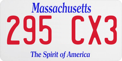 MA license plate 295CX3