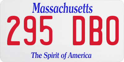 MA license plate 295DB0
