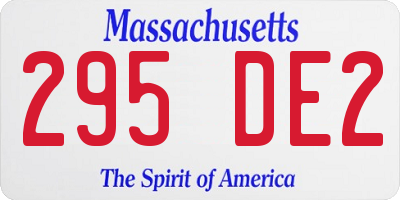 MA license plate 295DE2