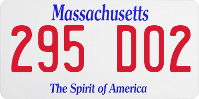 MA license plate 295DO2