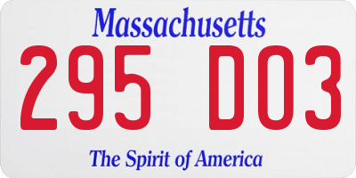 MA license plate 295DO3