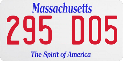 MA license plate 295DO5