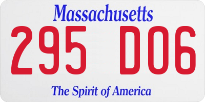 MA license plate 295DO6