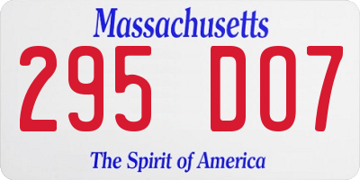 MA license plate 295DO7