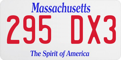 MA license plate 295DX3