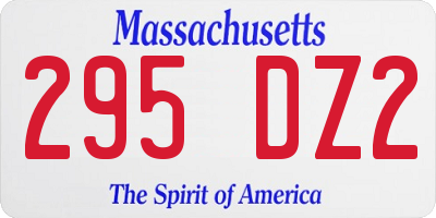 MA license plate 295DZ2