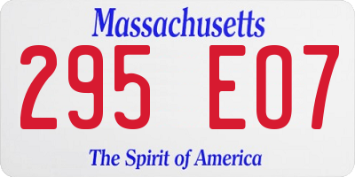 MA license plate 295EO7