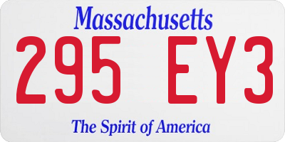 MA license plate 295EY3