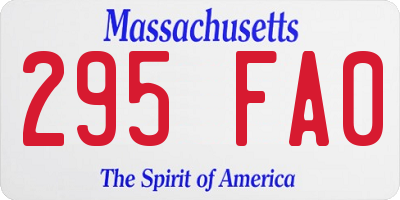 MA license plate 295FA0