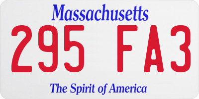 MA license plate 295FA3