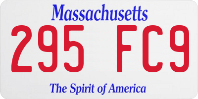 MA license plate 295FC9