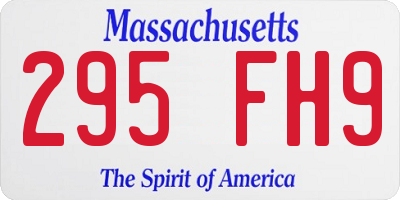 MA license plate 295FH9