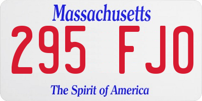 MA license plate 295FJ0