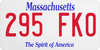 MA license plate 295FK0