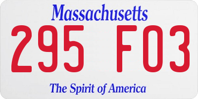 MA license plate 295FO3