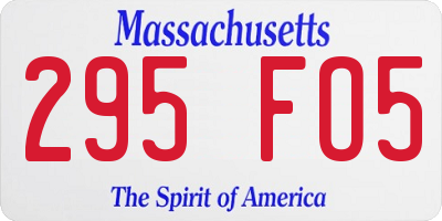 MA license plate 295FO5