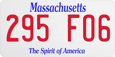 MA license plate 295FO6