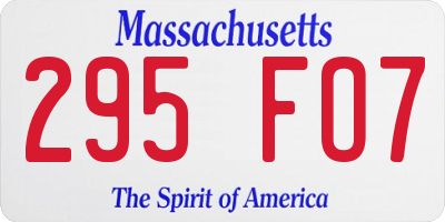 MA license plate 295FO7