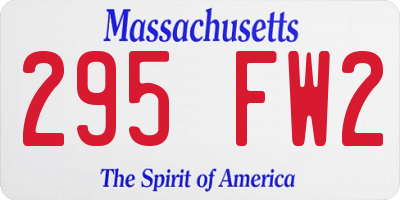MA license plate 295FW2