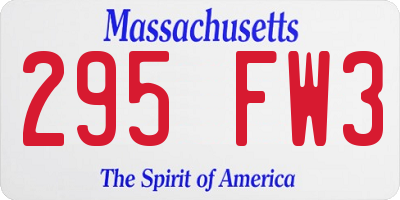 MA license plate 295FW3