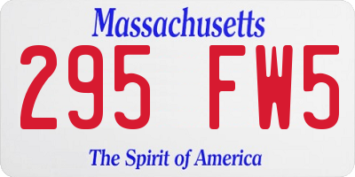 MA license plate 295FW5
