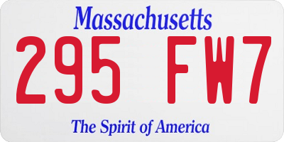 MA license plate 295FW7