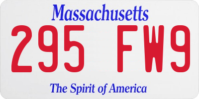MA license plate 295FW9