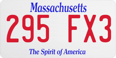 MA license plate 295FX3