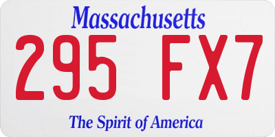 MA license plate 295FX7