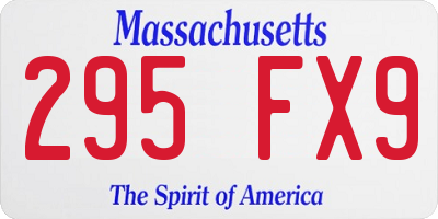 MA license plate 295FX9