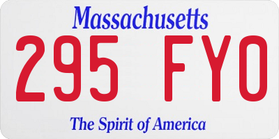 MA license plate 295FY0